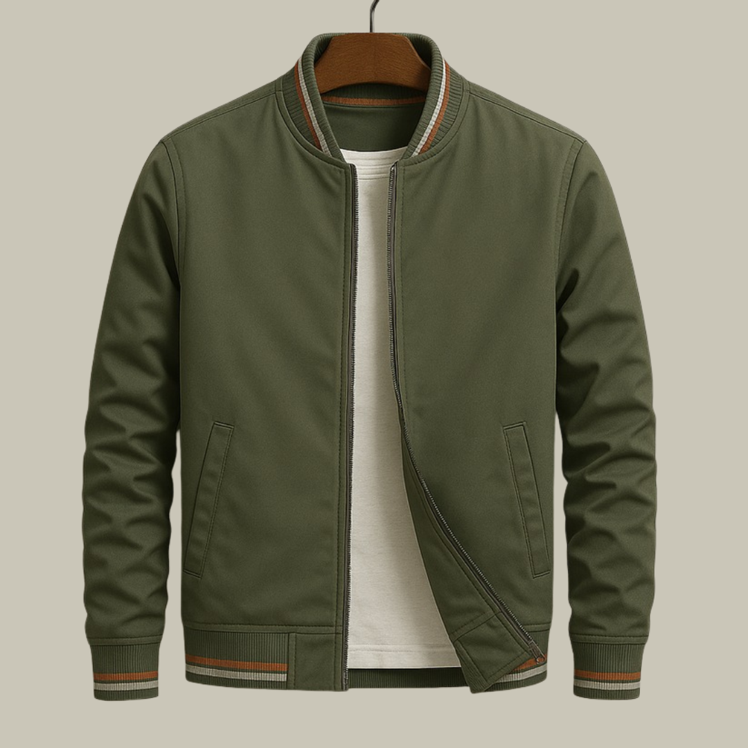 Men's Bomber Zip-Up Jacket - Slim Fit Harrington Varsity Blouson