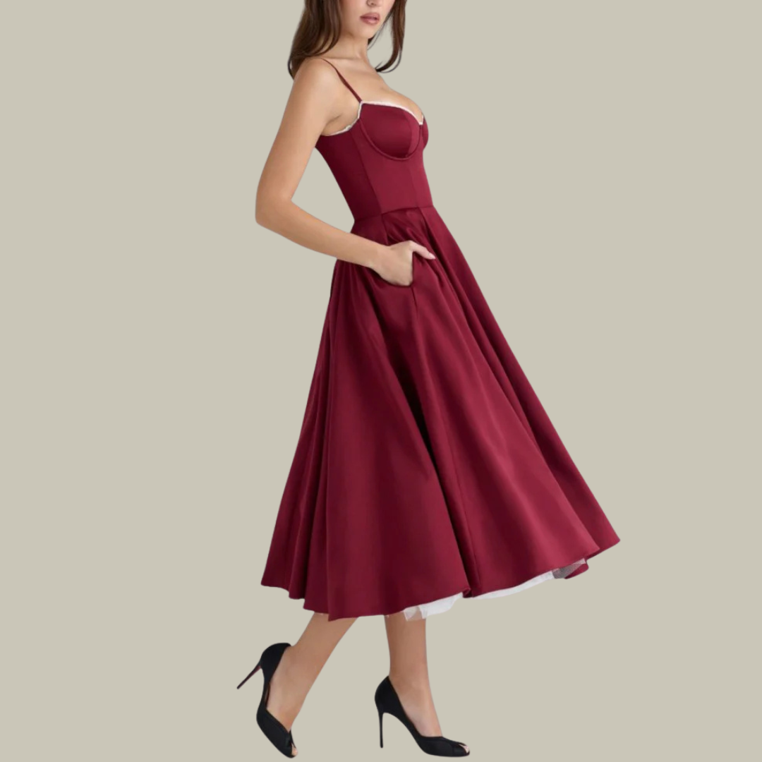 Elegant Midi Cocktail Dress Evening
