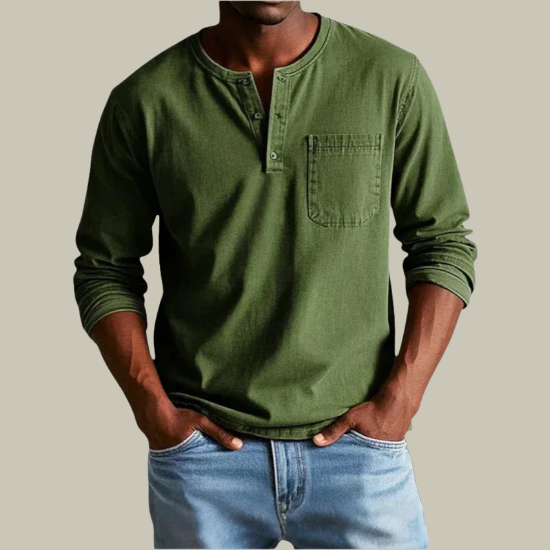 Men's Long Sleeve Breathable Henley Shirt