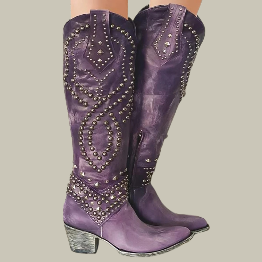 Women's Tall Studded Leather Boots