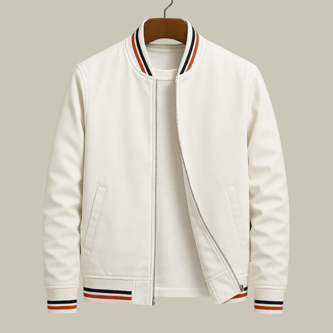 Men's Bomber Zip-Up Jacket - Slim Fit Harrington Varsity Blouson