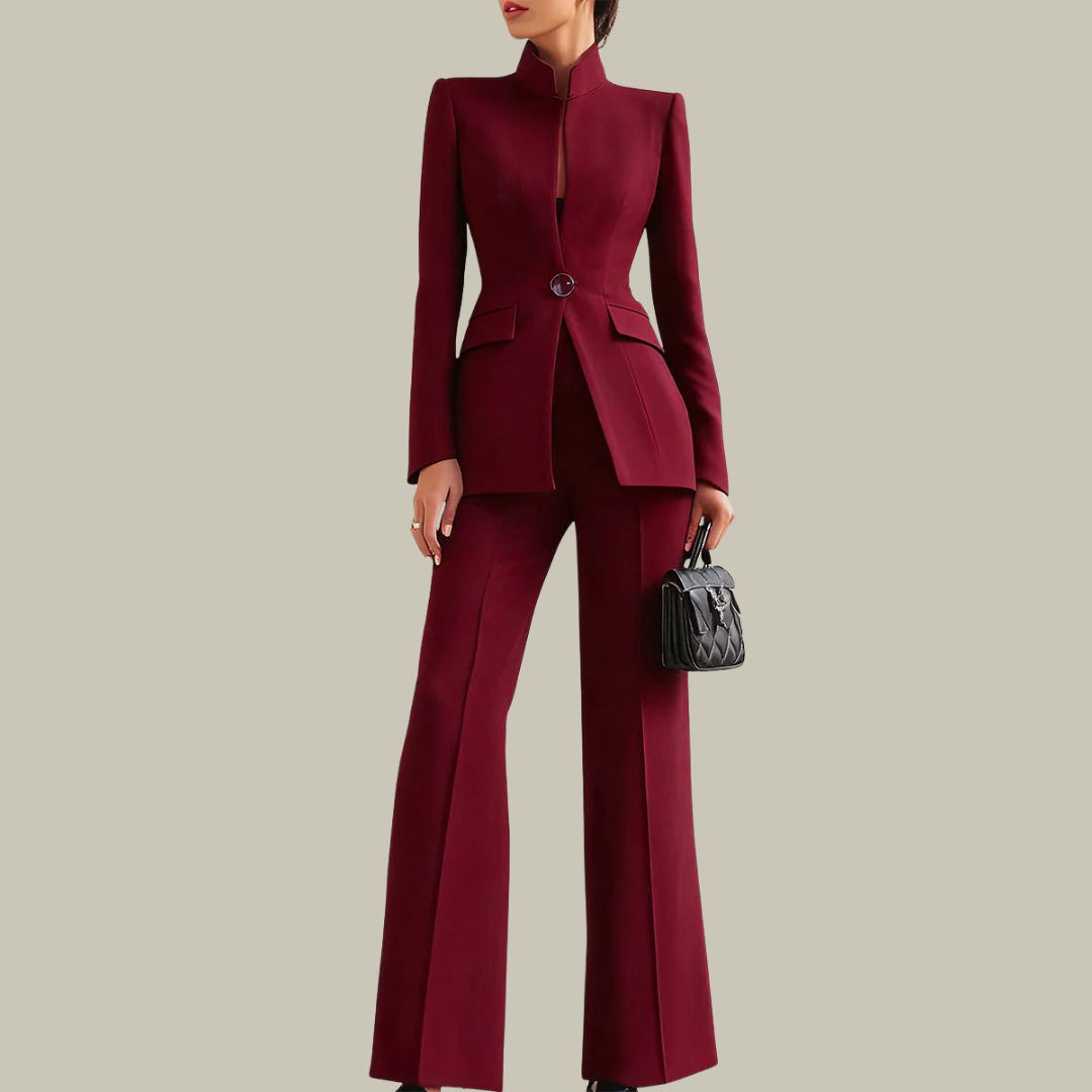 Women's Tailored Stand Collar 2-Piece Suit