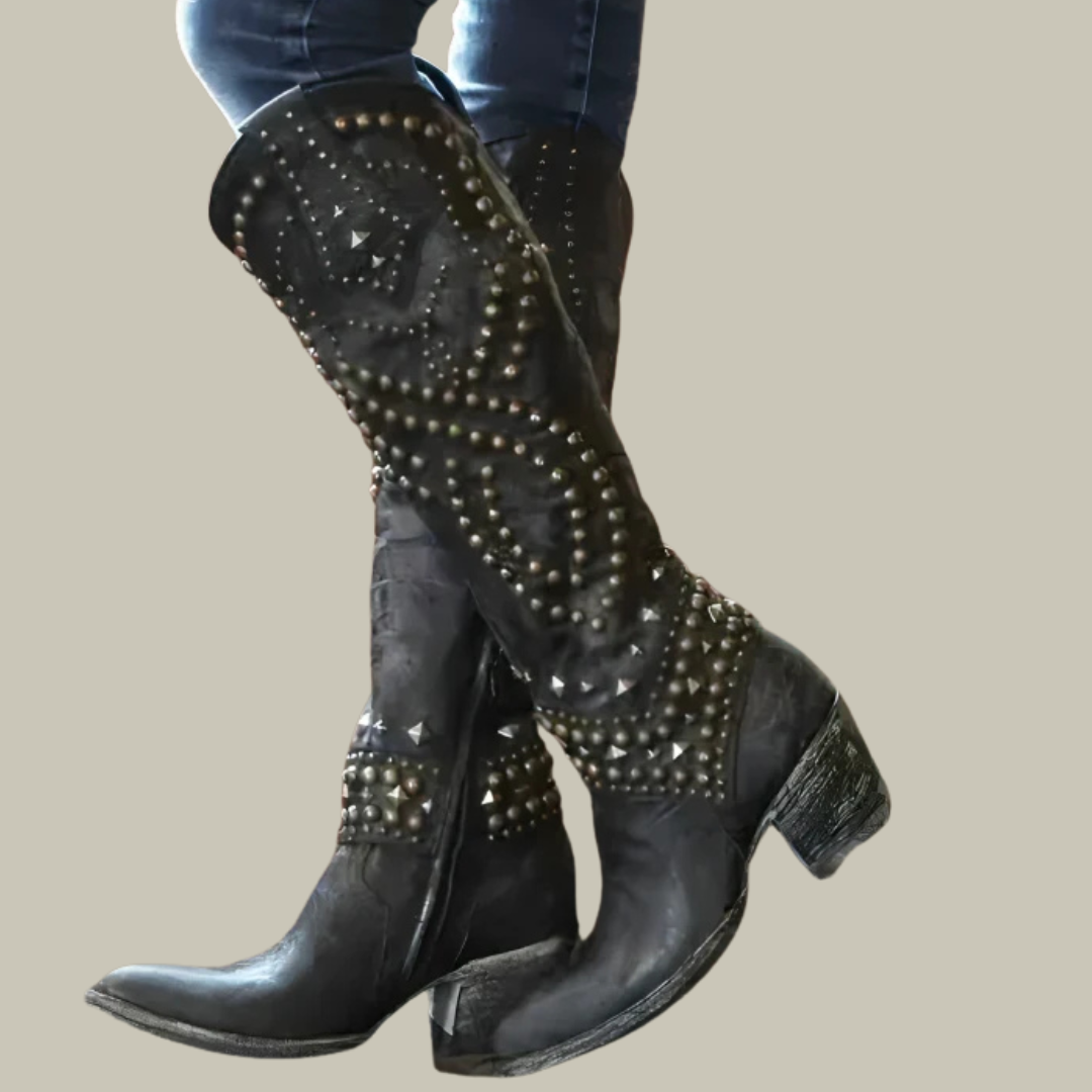 Women's Tall Studded Leather Boots