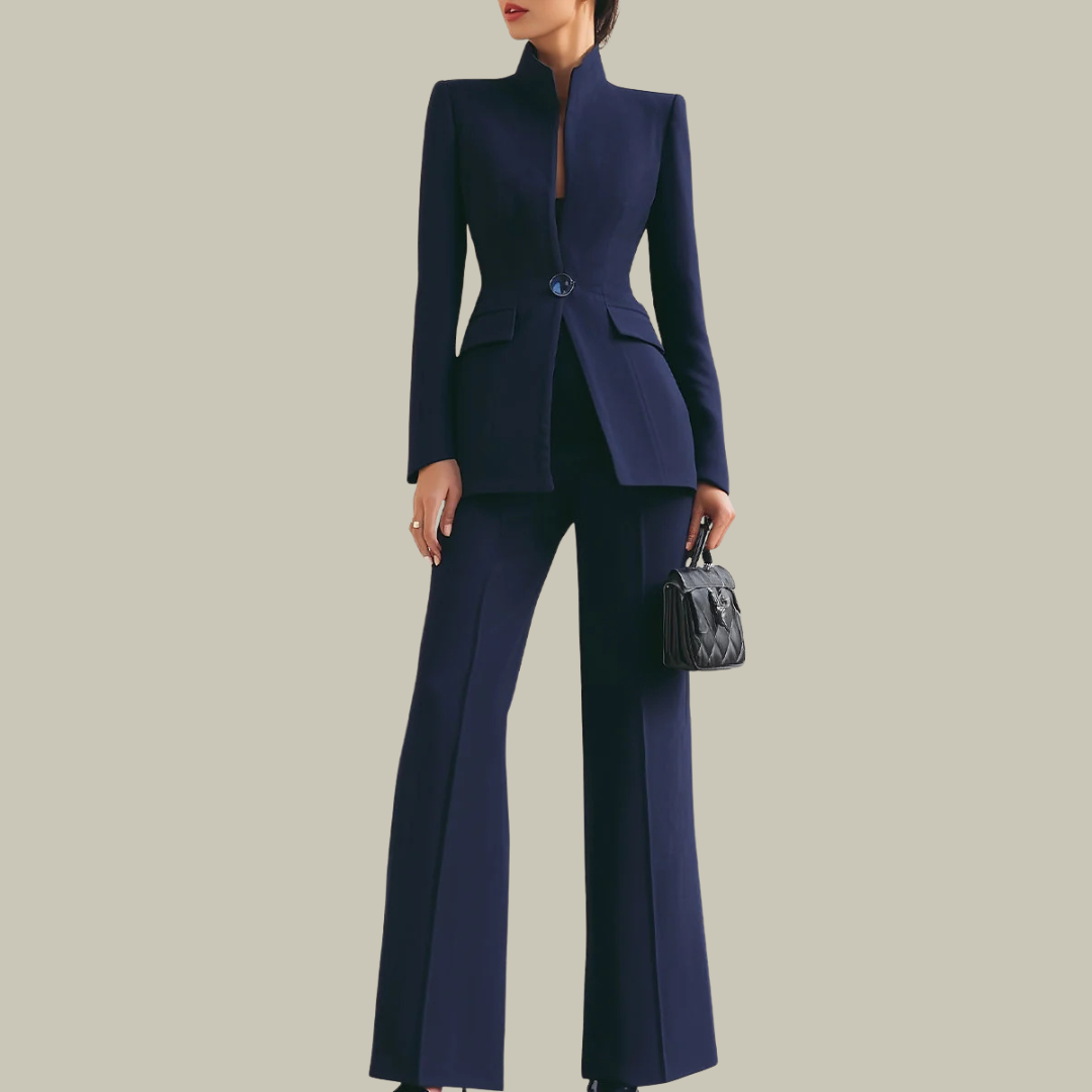 Women's Tailored Stand Collar 2-Piece Suit