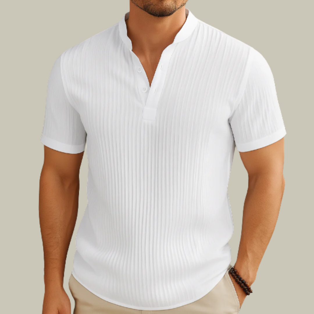 Men's Linen Short Sleeve Polo Shirt