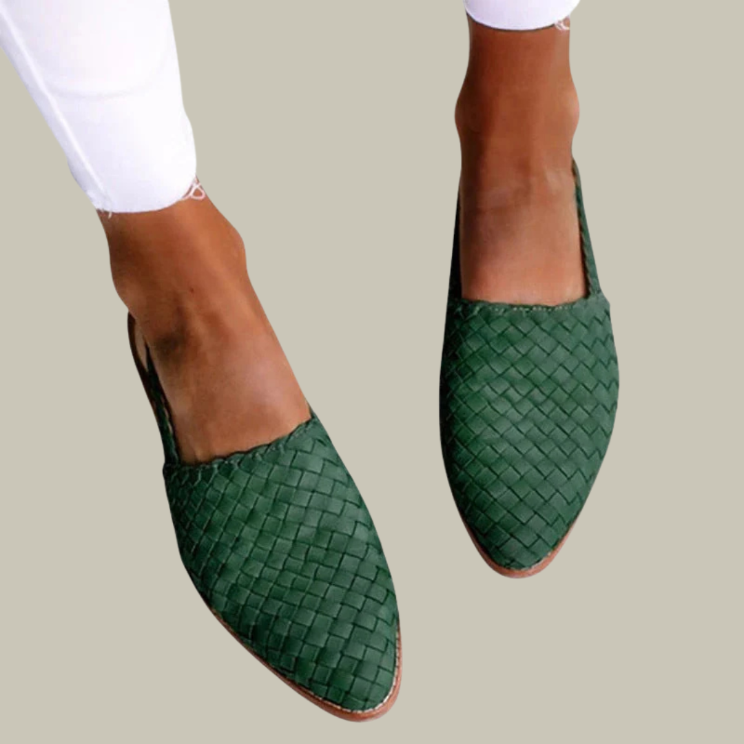 Women's Woven Leather Slingback Flats