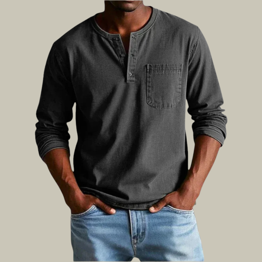 Men's Long Sleeve Breathable Henley Shirt