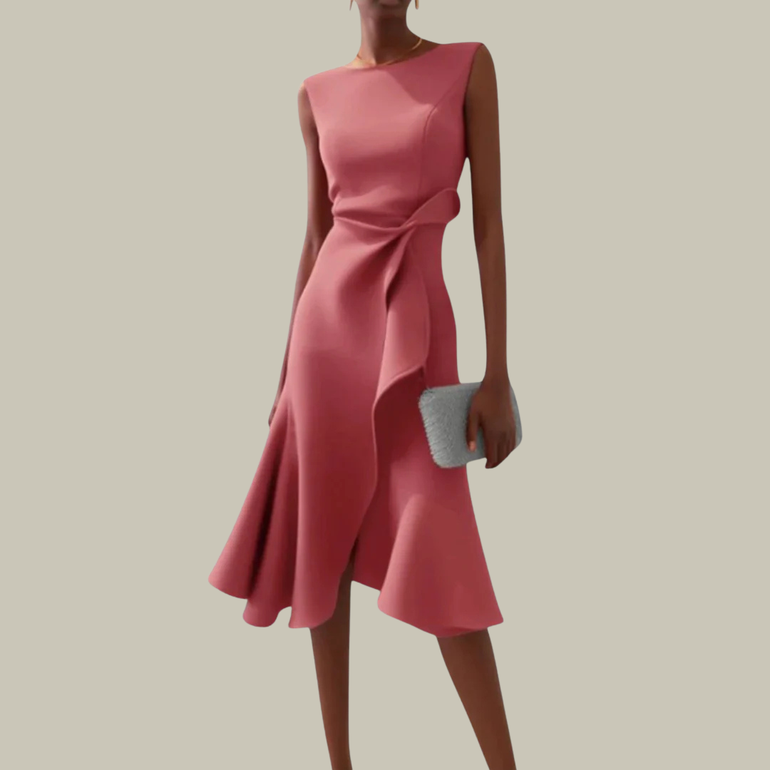 Women's Asymmetric Ruffle Cocktail Midi Dress