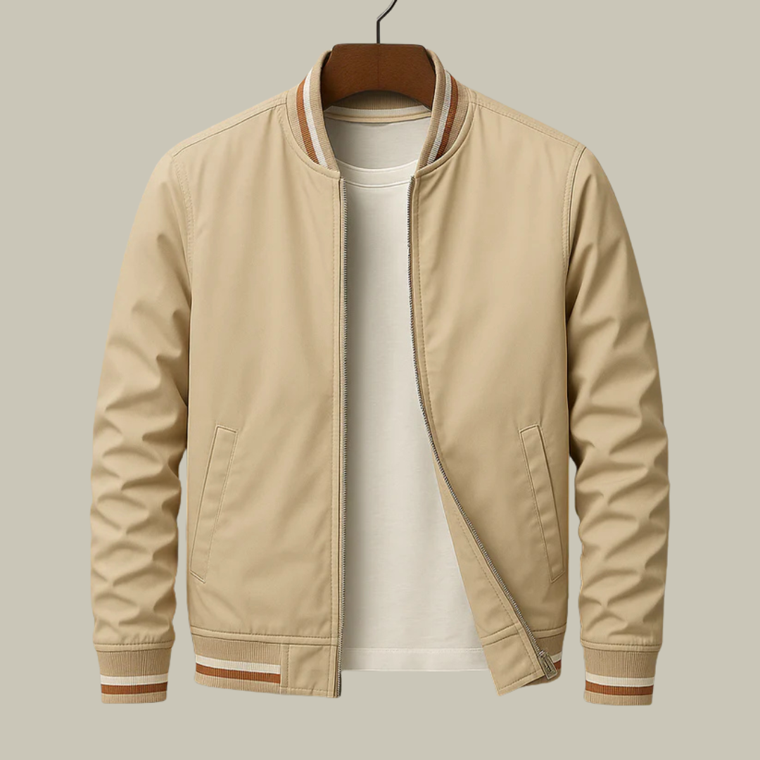 Men's Bomber Zip-Up Jacket - Slim Fit Harrington Varsity Blouson