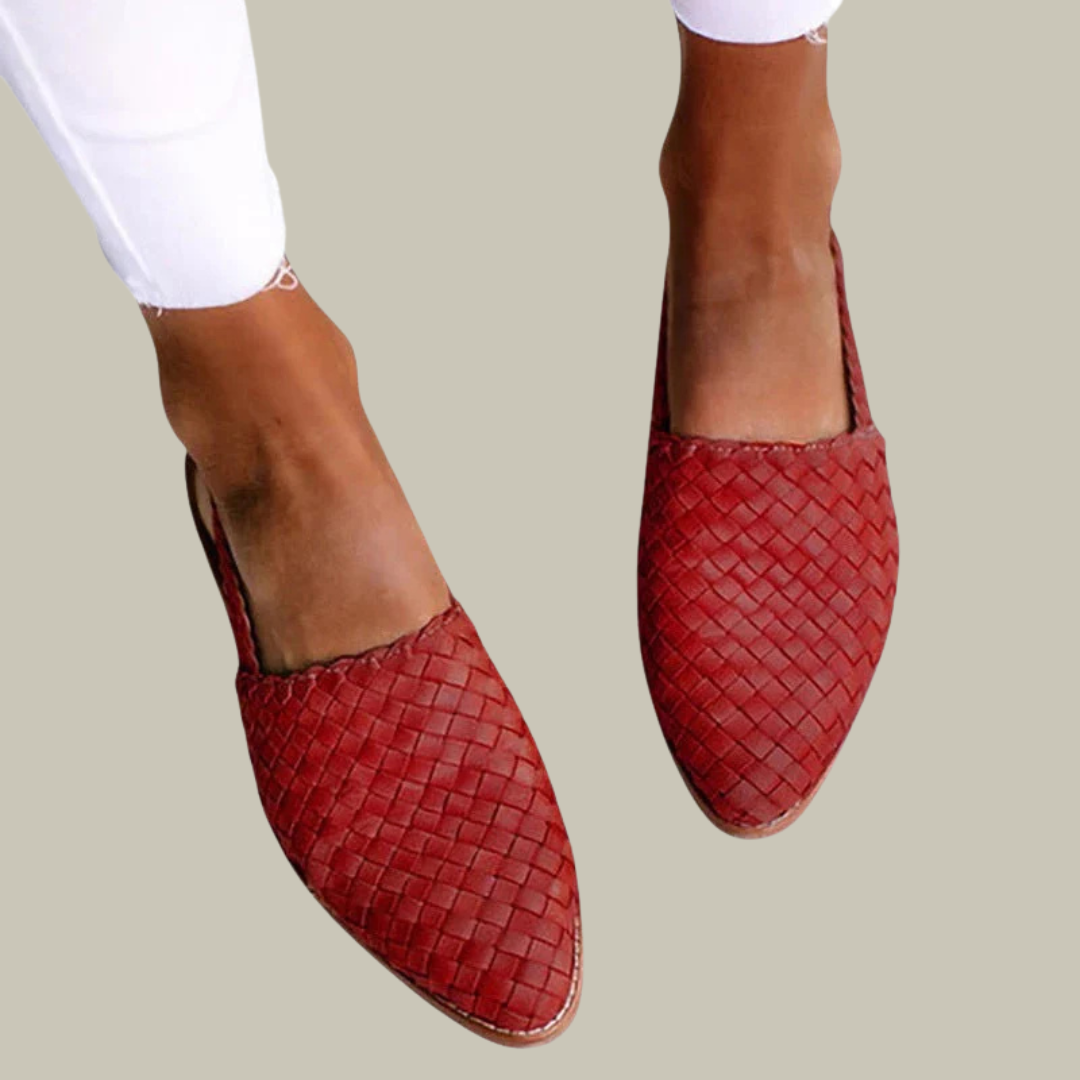 Women's Woven Leather Slingback Flats