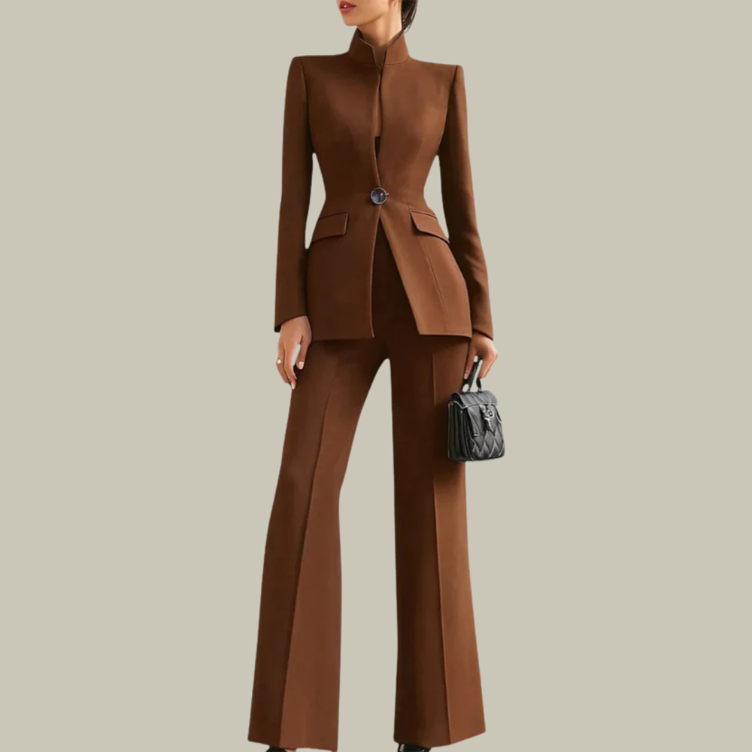 Women's Mandarin Collar Tailored Suit Set