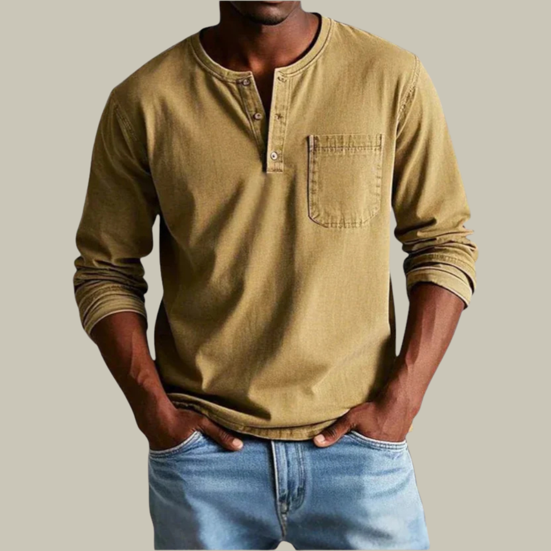 Men's Long Sleeve Breathable Henley Shirt