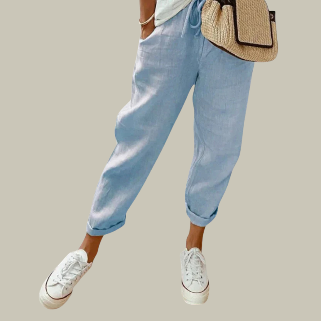 Women's Linen Relaxed Fit Tapered Trousers