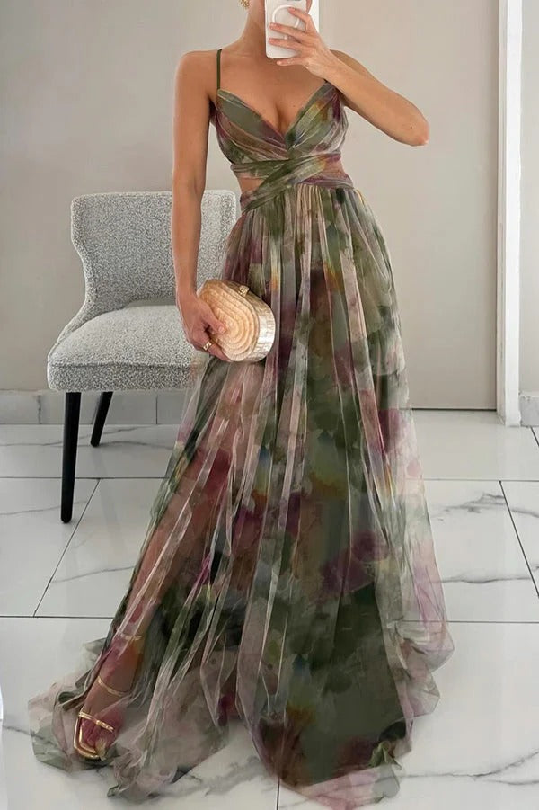 Bella Women's Long Dress – Floral Summer Dress with Adjustable Closure & Flowing Silhouette 1