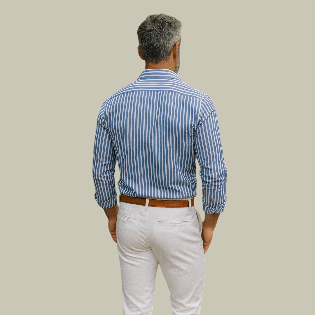 Men's Slim Fit Striped Dress Shirt - Formal Business Office Top