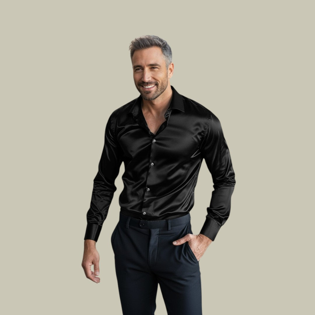 Men's Satin Shirt Long Sleeve