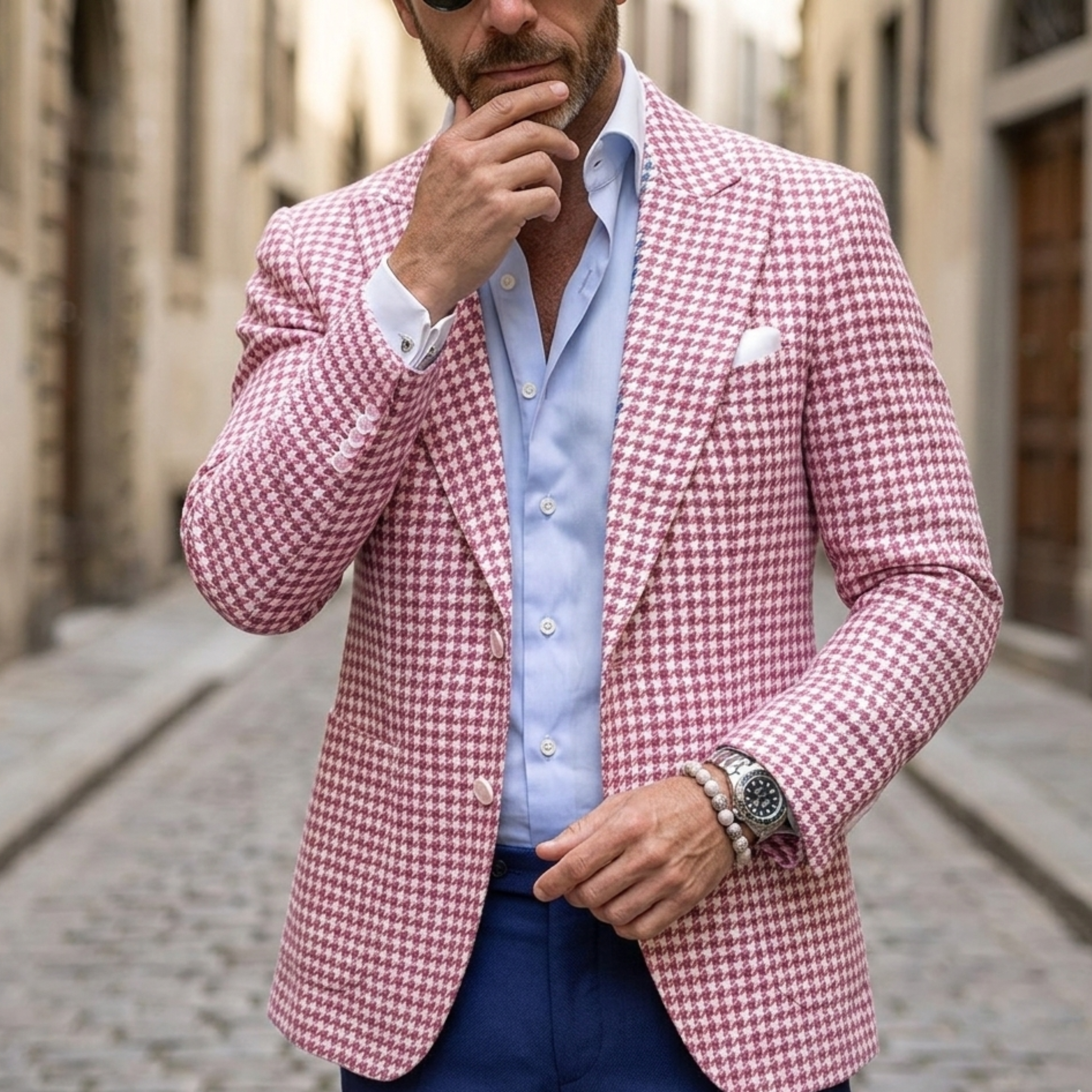 Men’s Houndstooth Blazer Slim Fit Sport Coat 0