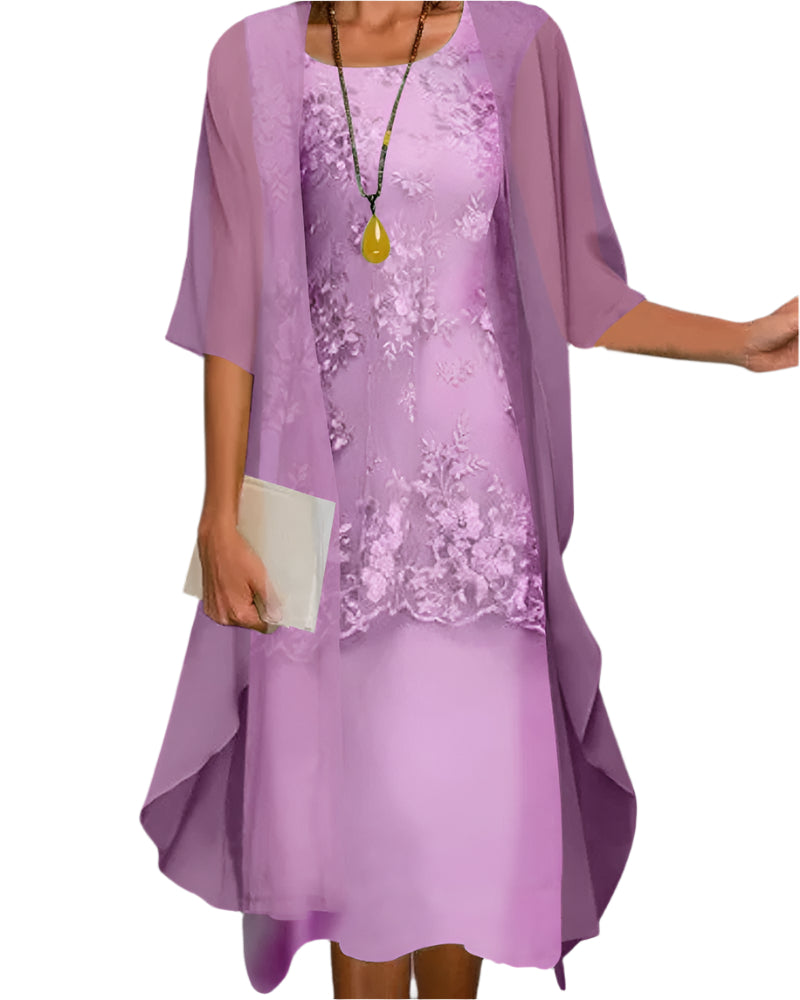 Ovrin | Women Wedding Guest Dress Flowing Sheer Sleeve Midi Dress 2