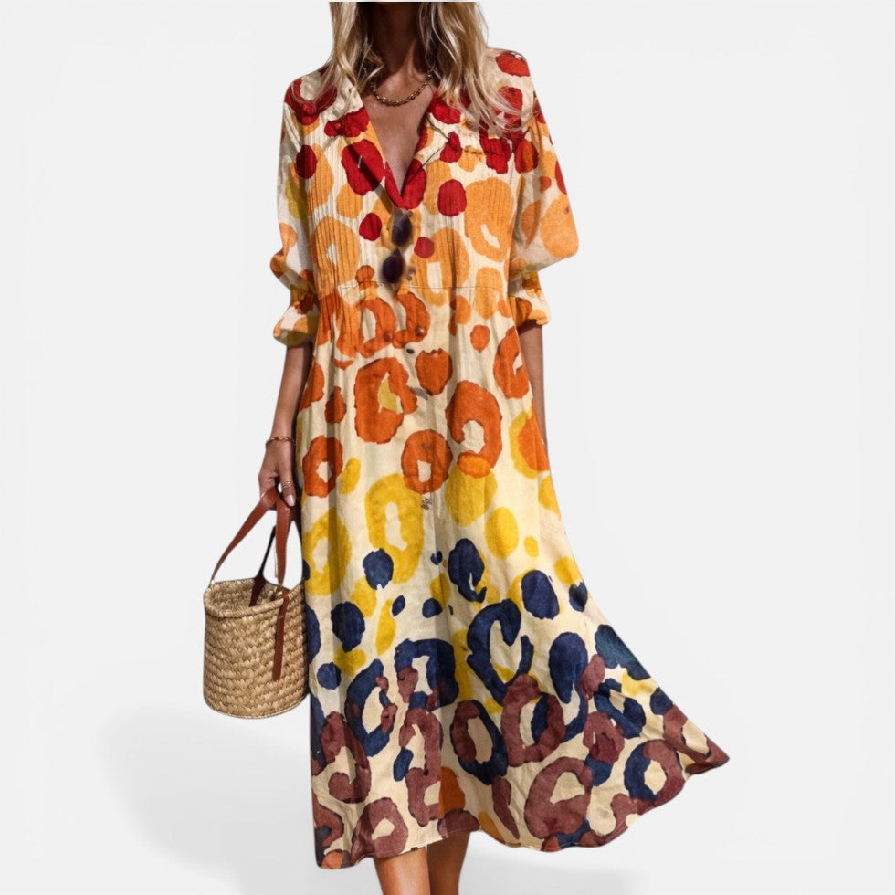 Relaxed Printed Shirt Dress with Button Front 0