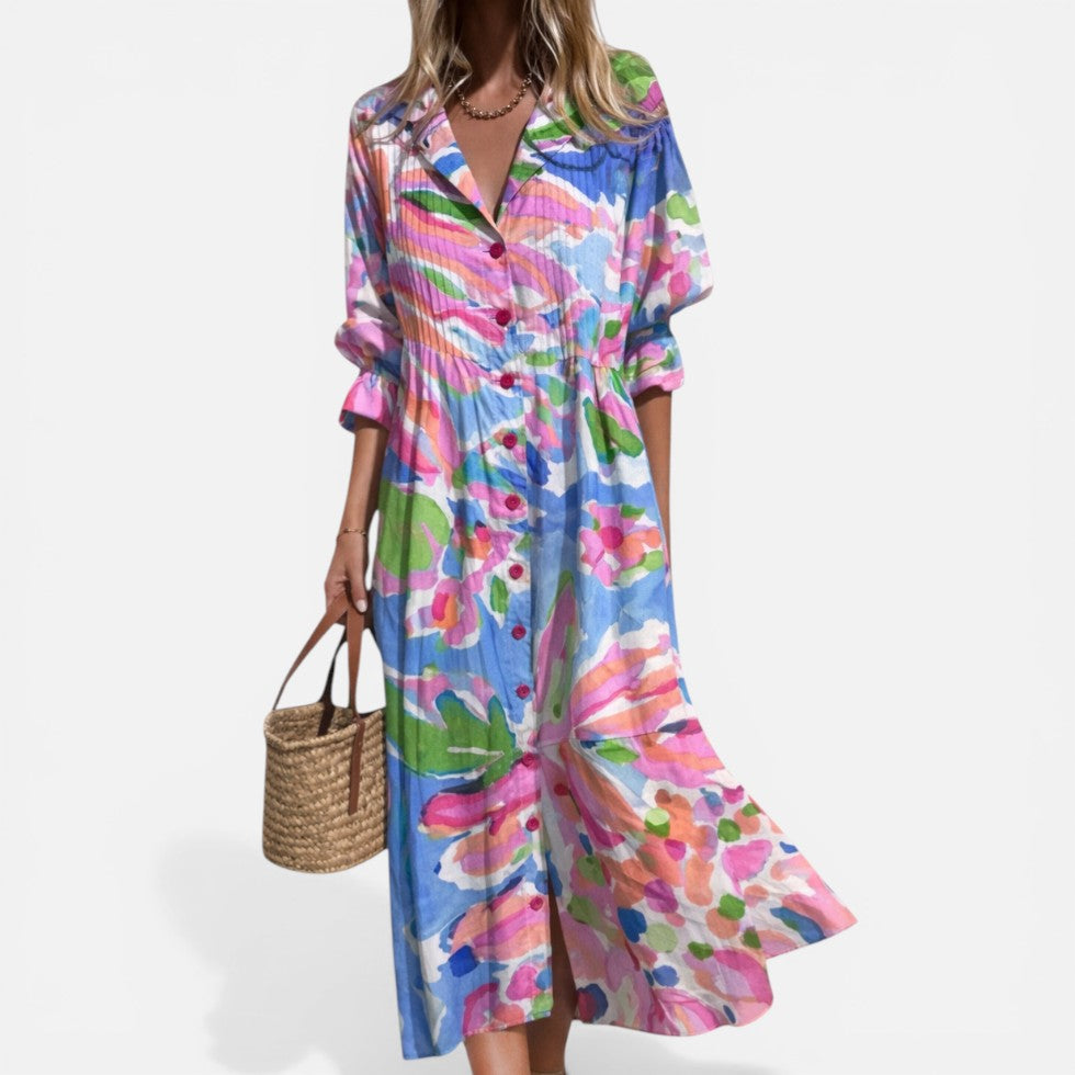 Relaxed Printed Shirt Dress with Button Front 2