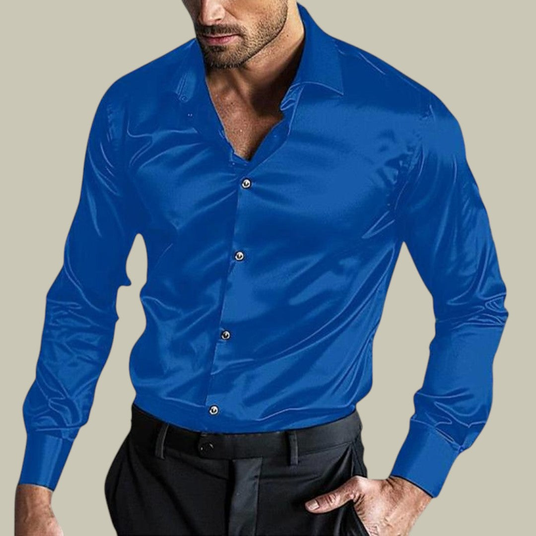 Men's Satin Shirt Long Sleeve