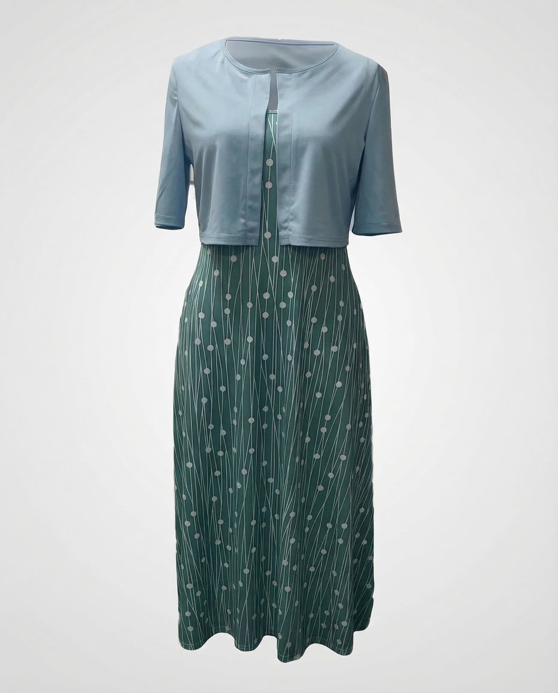Women’s Elegant Floral Two-Piece Dress Set with Crop Top & Round Neck | ChicundStil 8