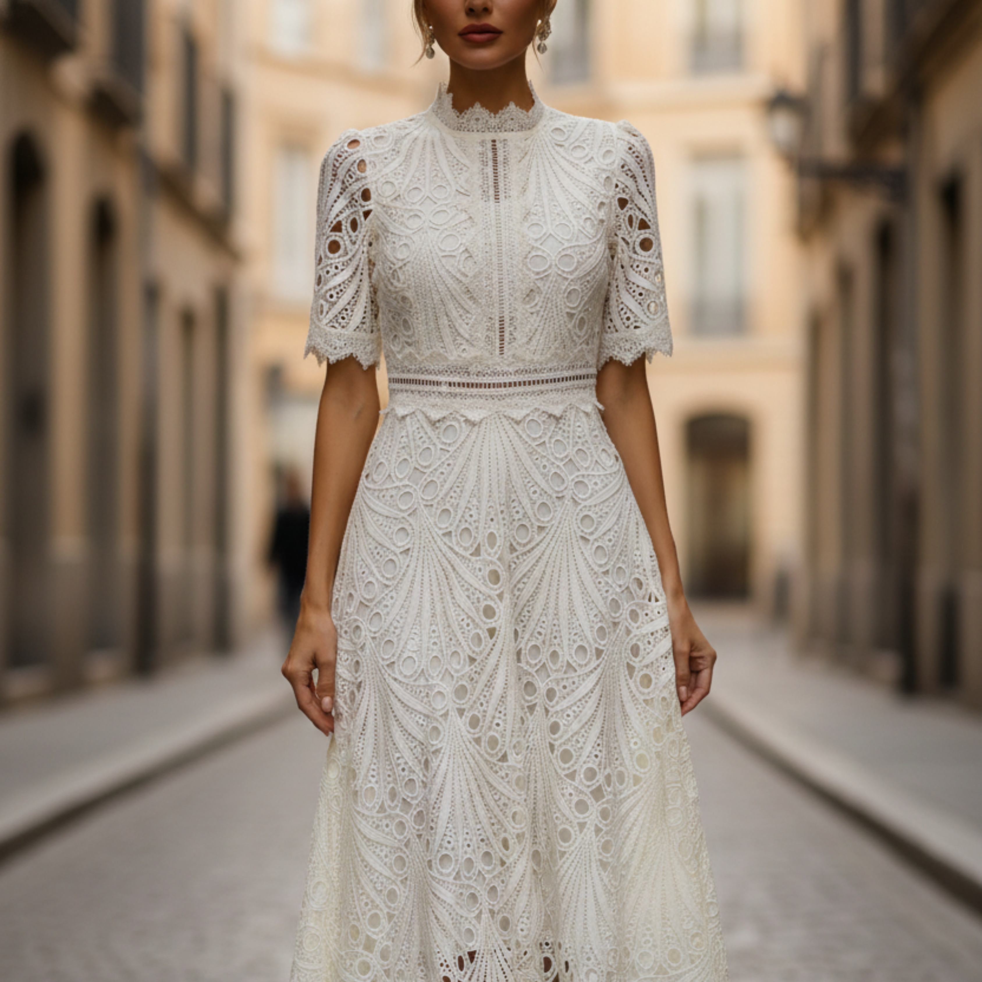 Women’s Lace High Neck Midi Dress 4