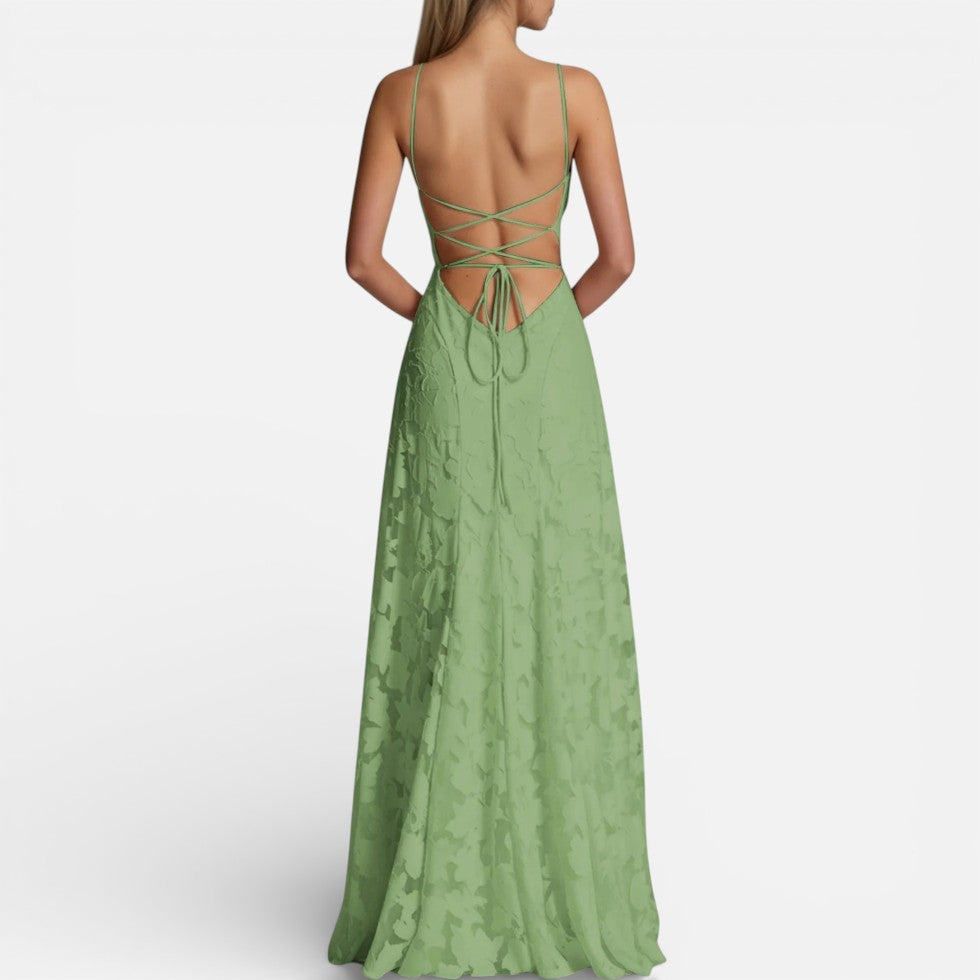 Women's maxi dress with spaghetti straps and flared skirt 1