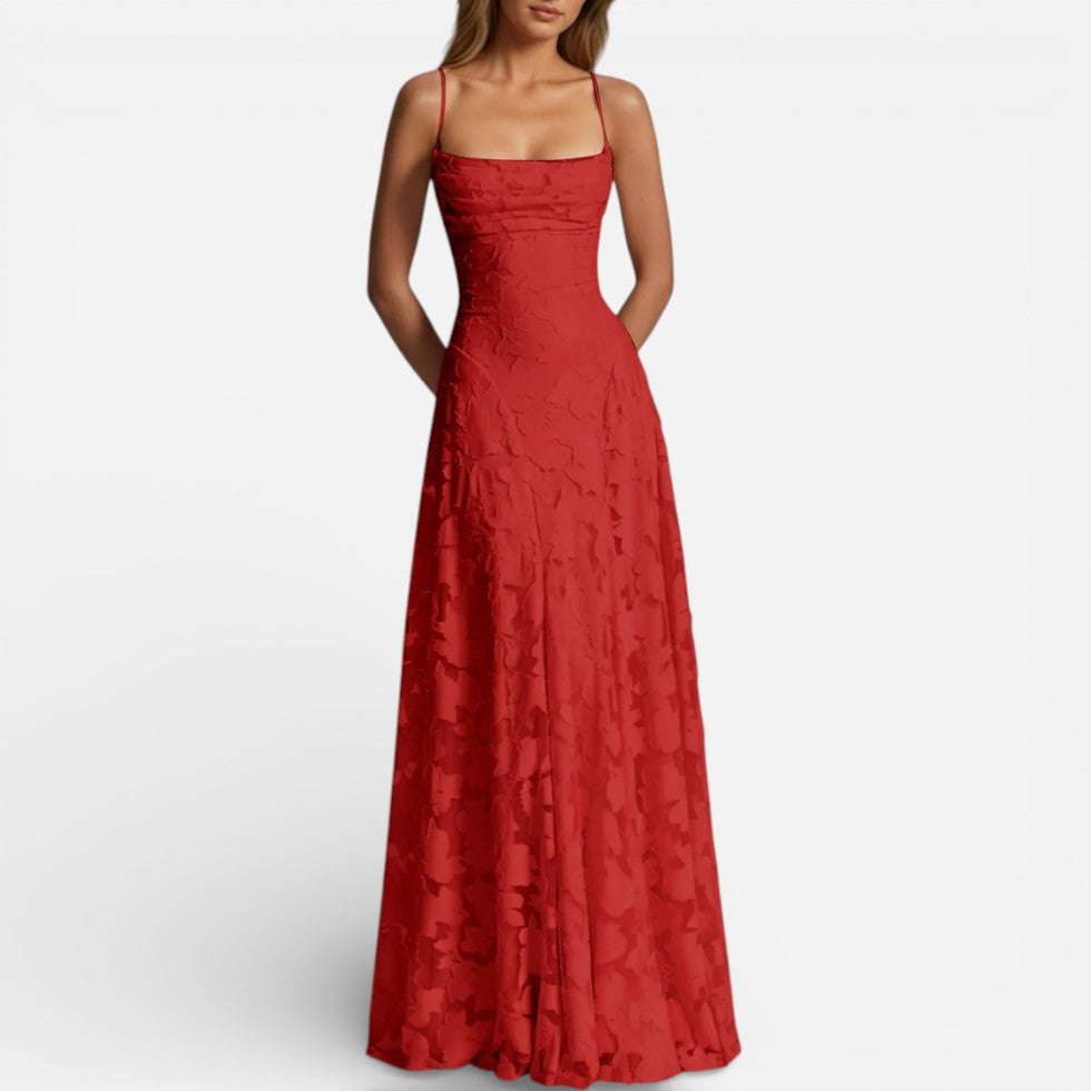Women's maxi dress with spaghetti straps and flared skirt 2