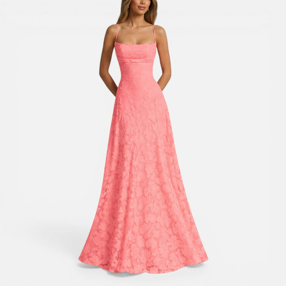 Women's maxi dress with spaghetti straps and flared skirt 3