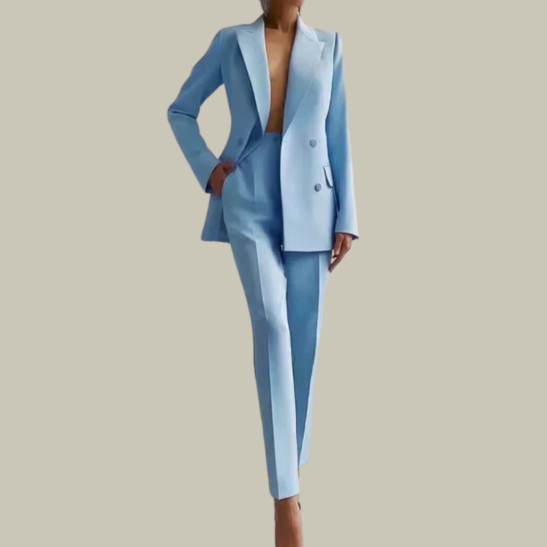 Women's Tailored Double Breasted Blazer Suit Set