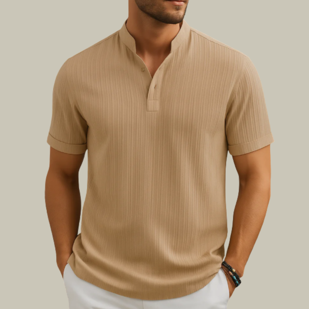 Men's Linen Short Sleeve Polo Shirt