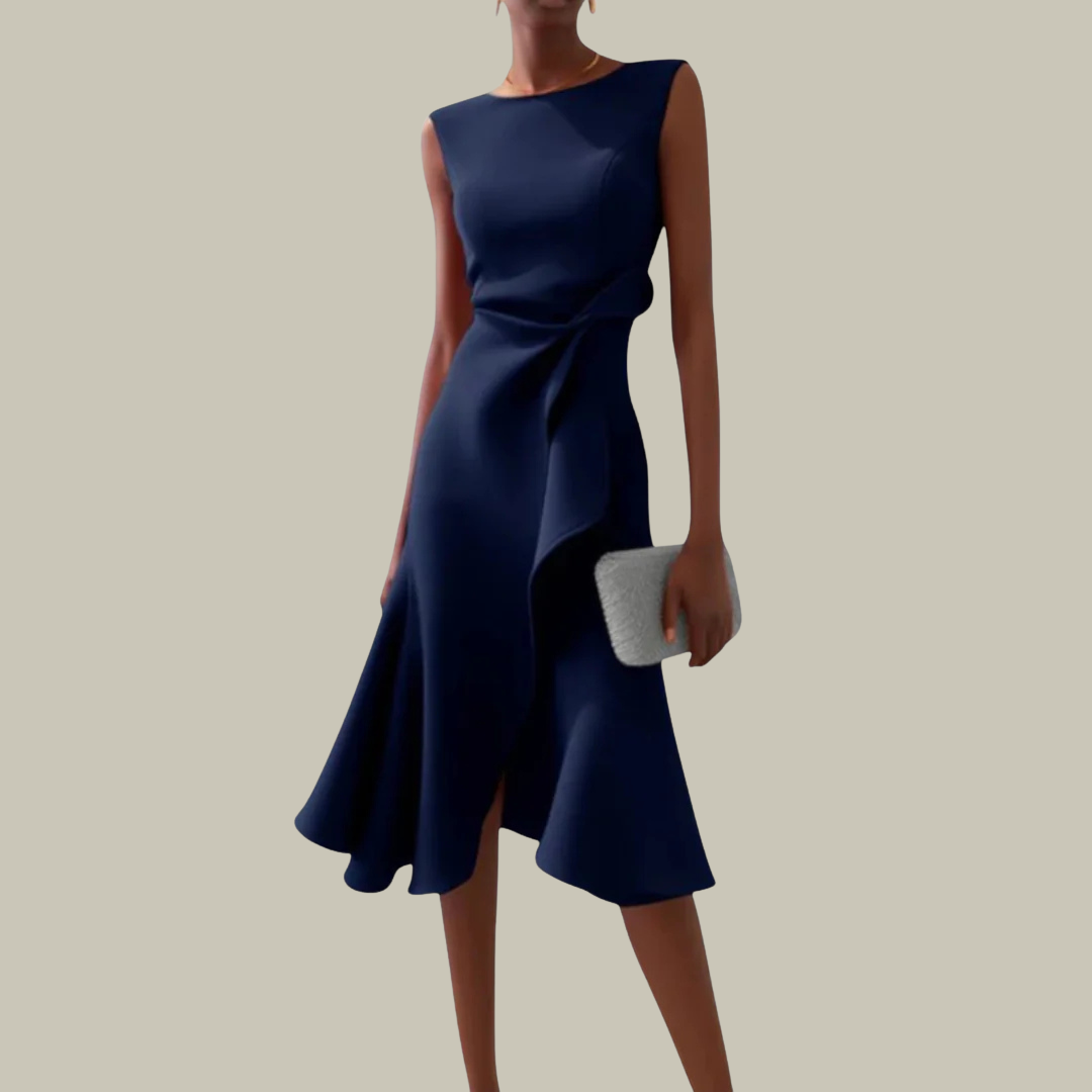 Women's Asymmetric Ruffle Cocktail Midi Dress