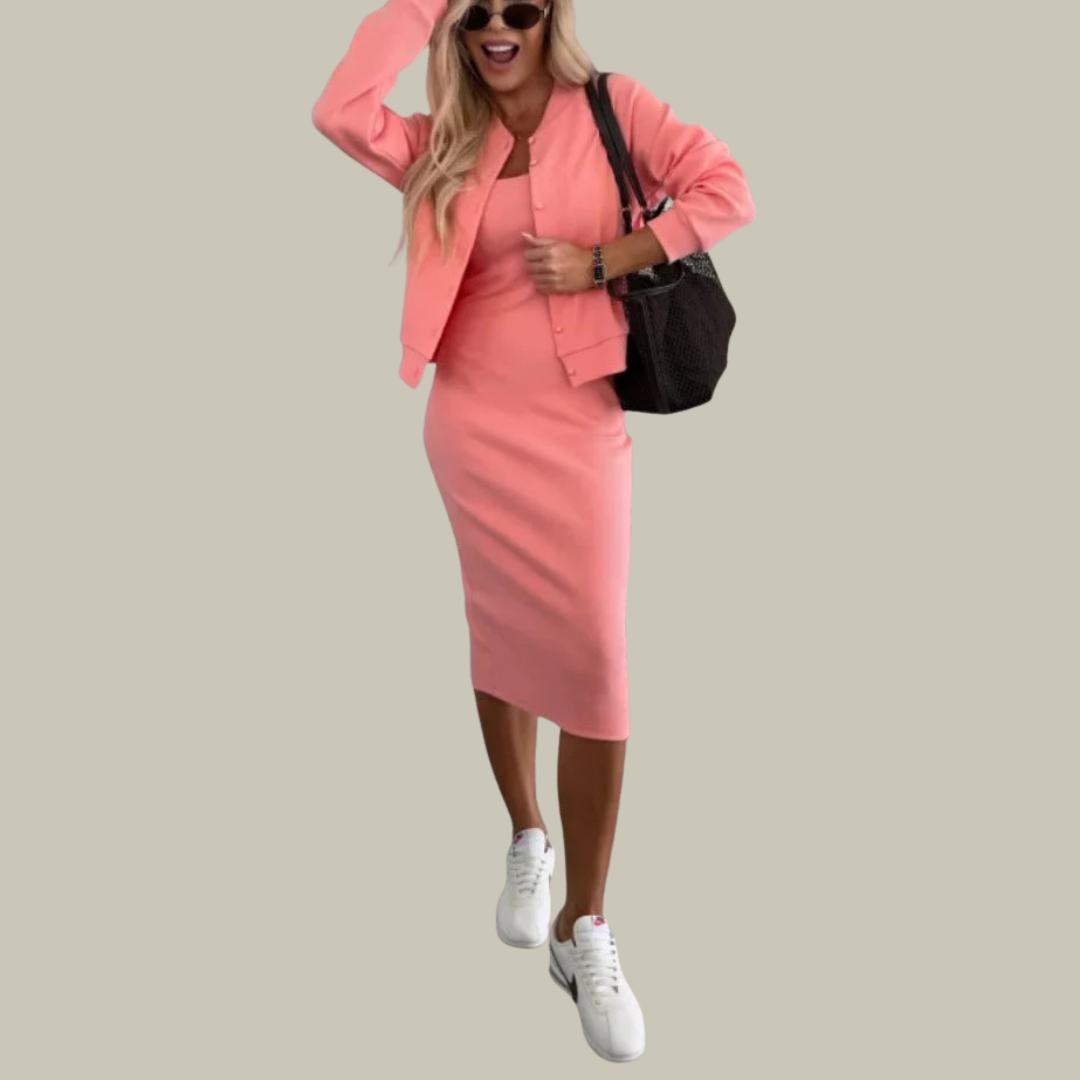 Women's Knit Blazer & Midi Dress Co-Ord Set