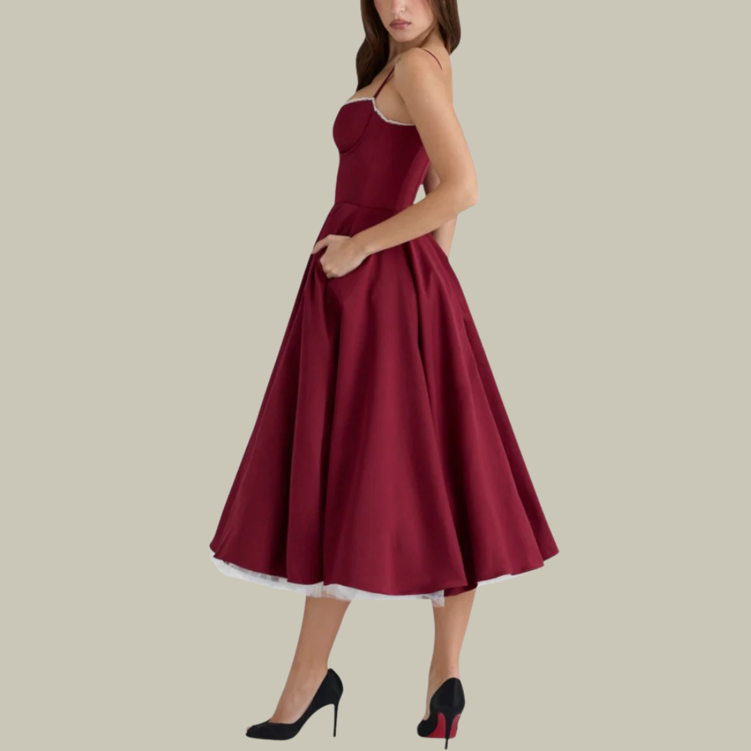 Elegant Midi Cocktail Dress Evening