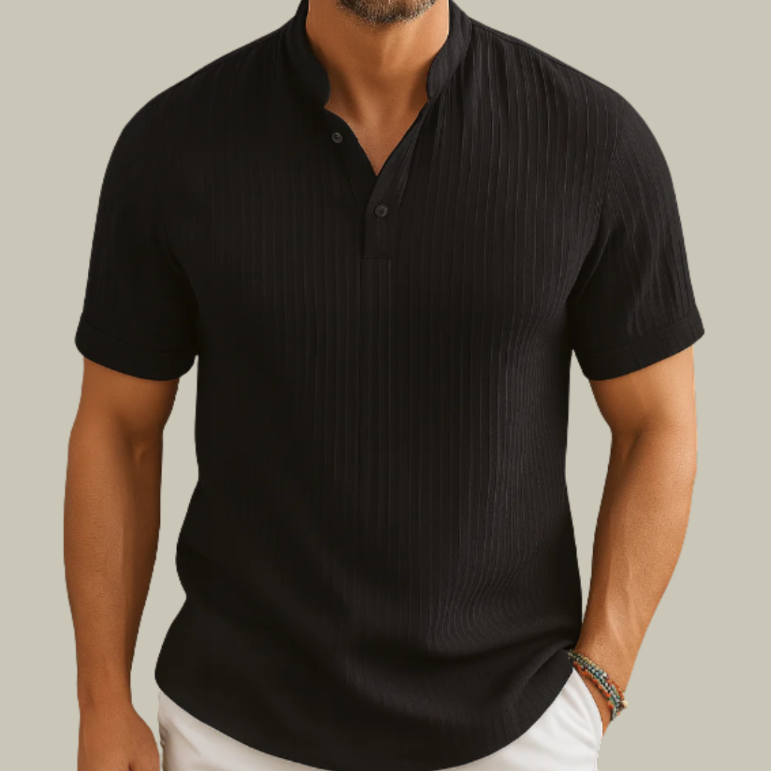 Men's Linen Short Sleeve Polo Shirt