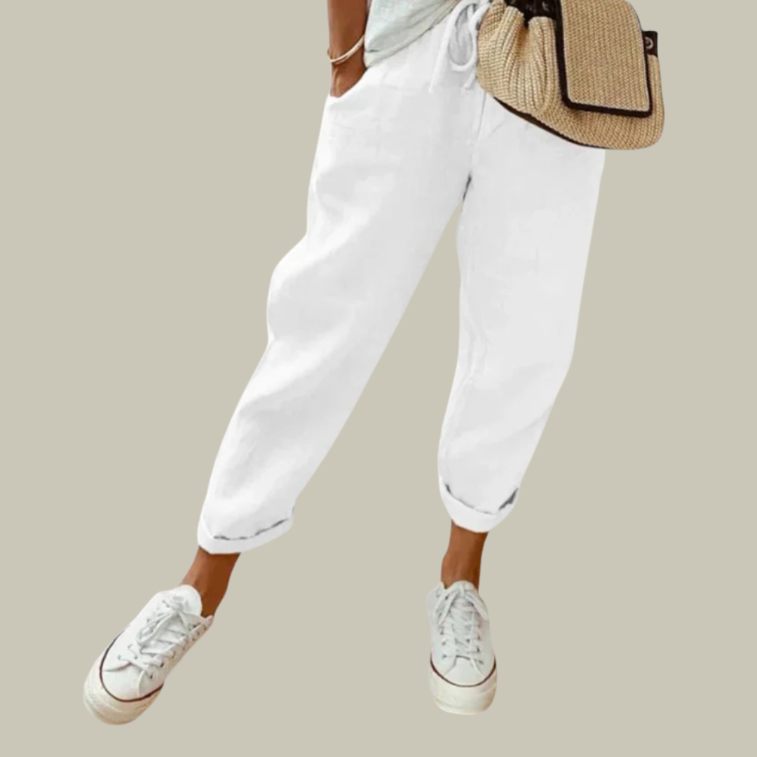 Women's Linen Relaxed Fit Tapered Trousers