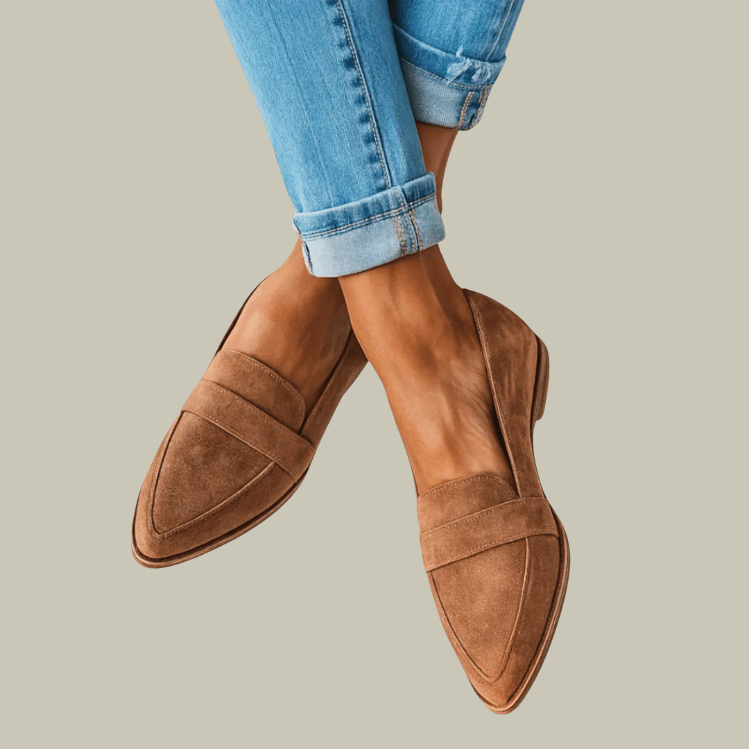 Women's Suede Pointed Toe Suede Loafer Flats
