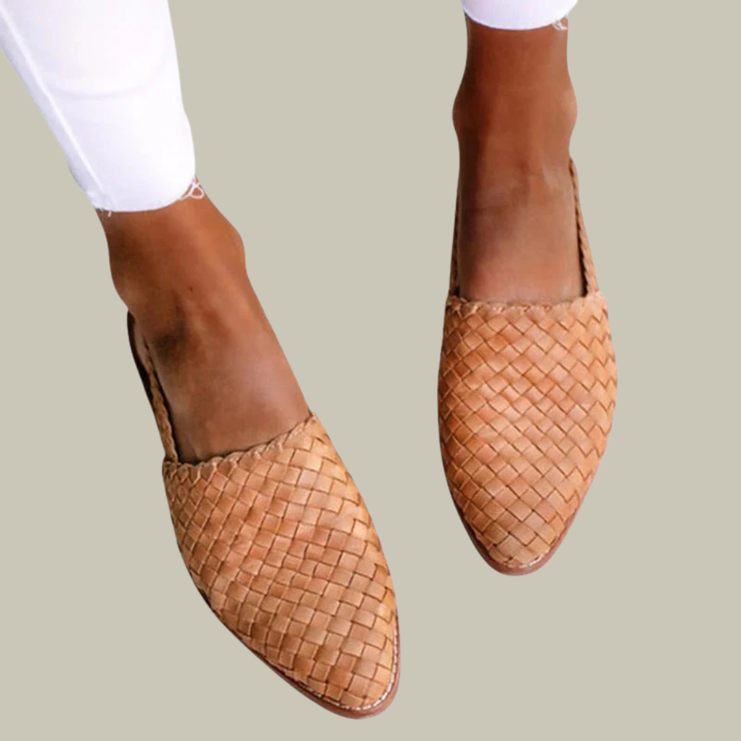 Women's Woven Leather Slingback Flats