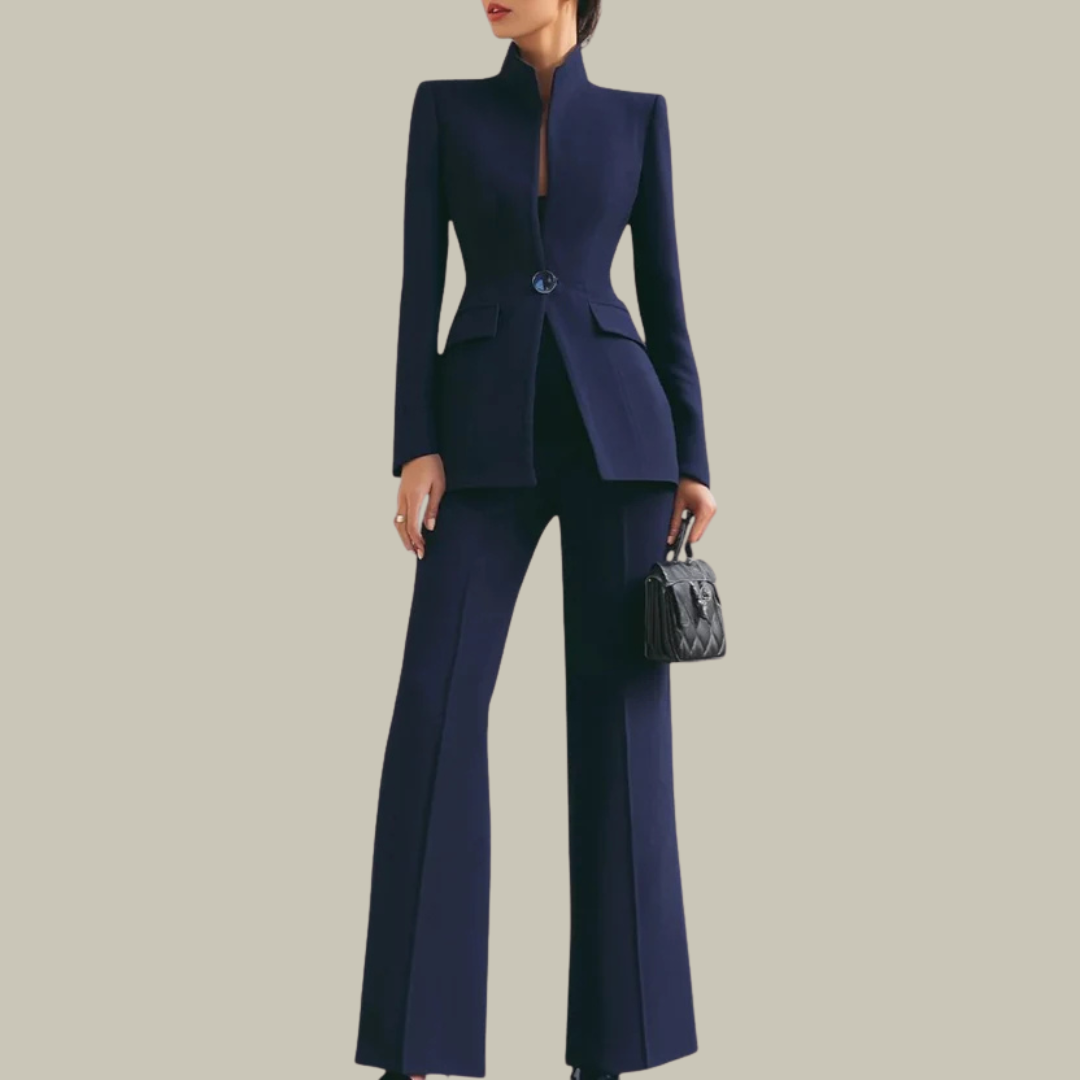 Women's Mandarin Collar Tailored Suit Set