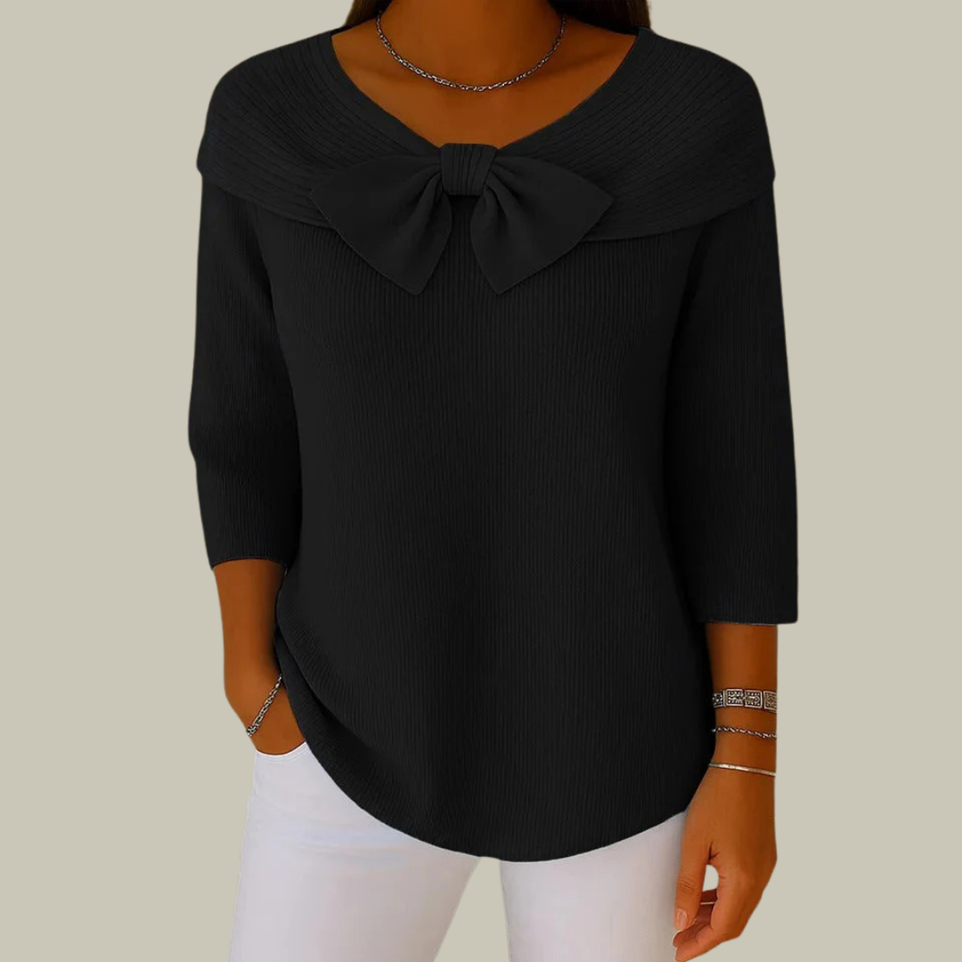 Women's Elegant Linen Ribbed Knit Top