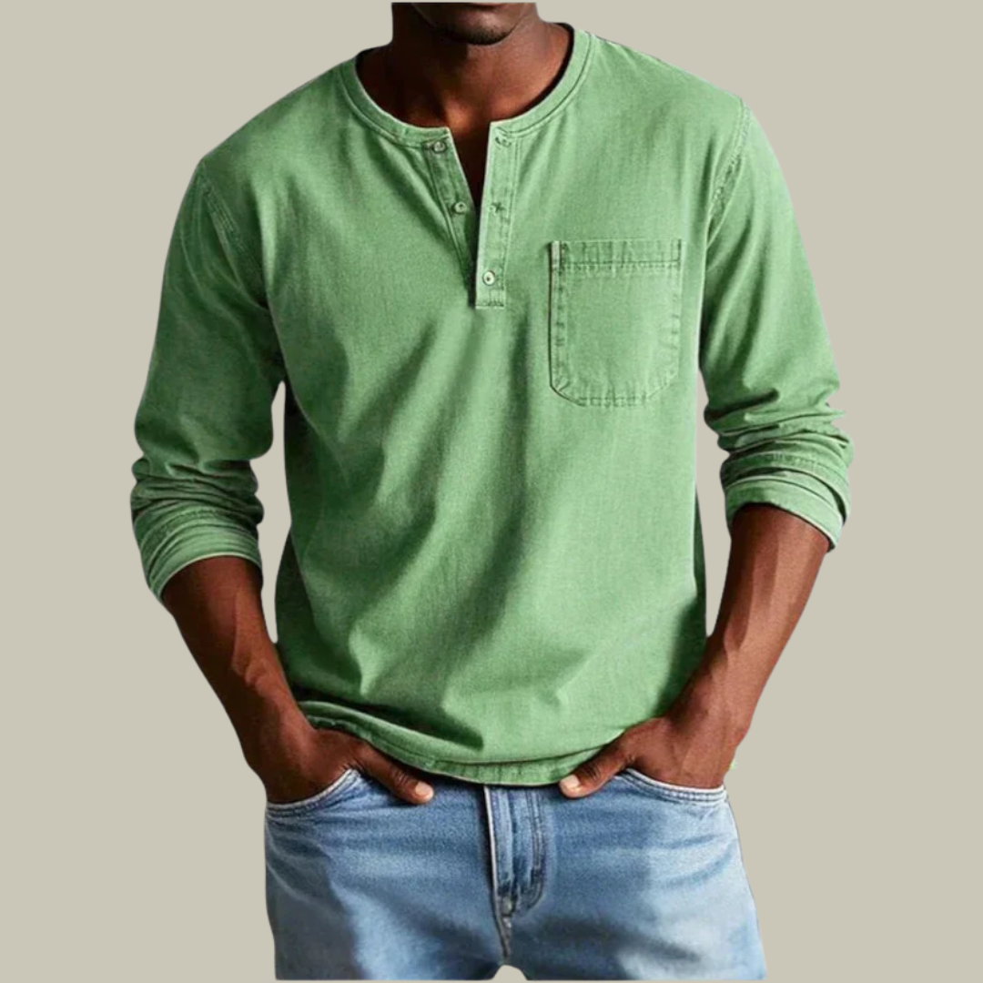 Men's Long Sleeve Breathable Henley Shirt
