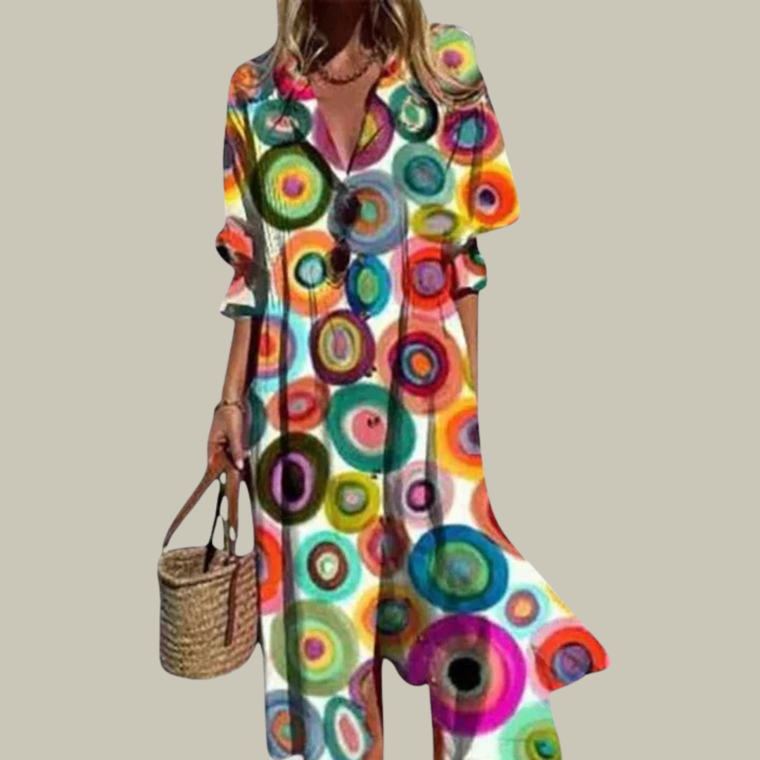 Women's Floral V-Neck Pleated Maxi Dress