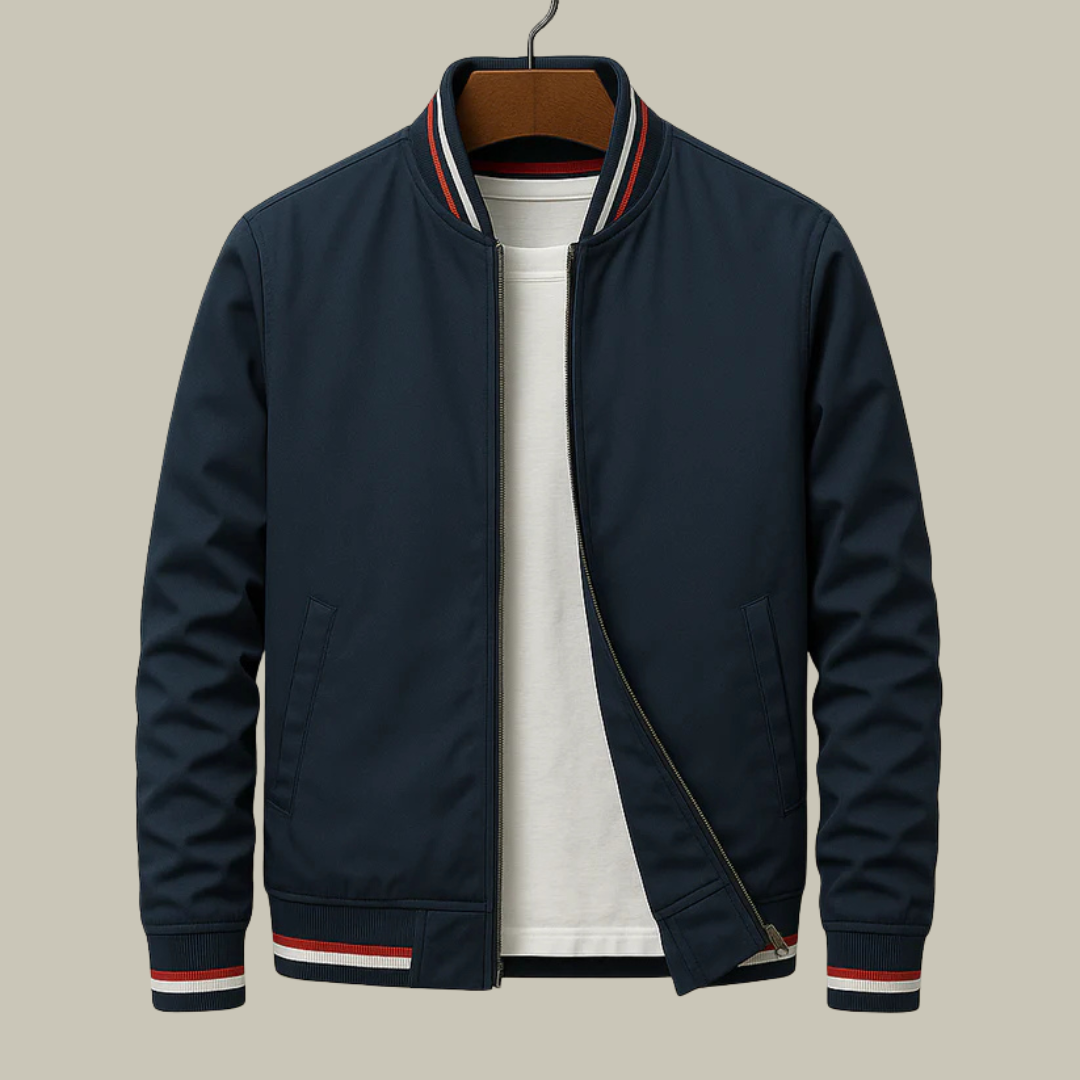 Men's Bomber Zip-Up Jacket - Slim Fit Harrington Varsity Blouson