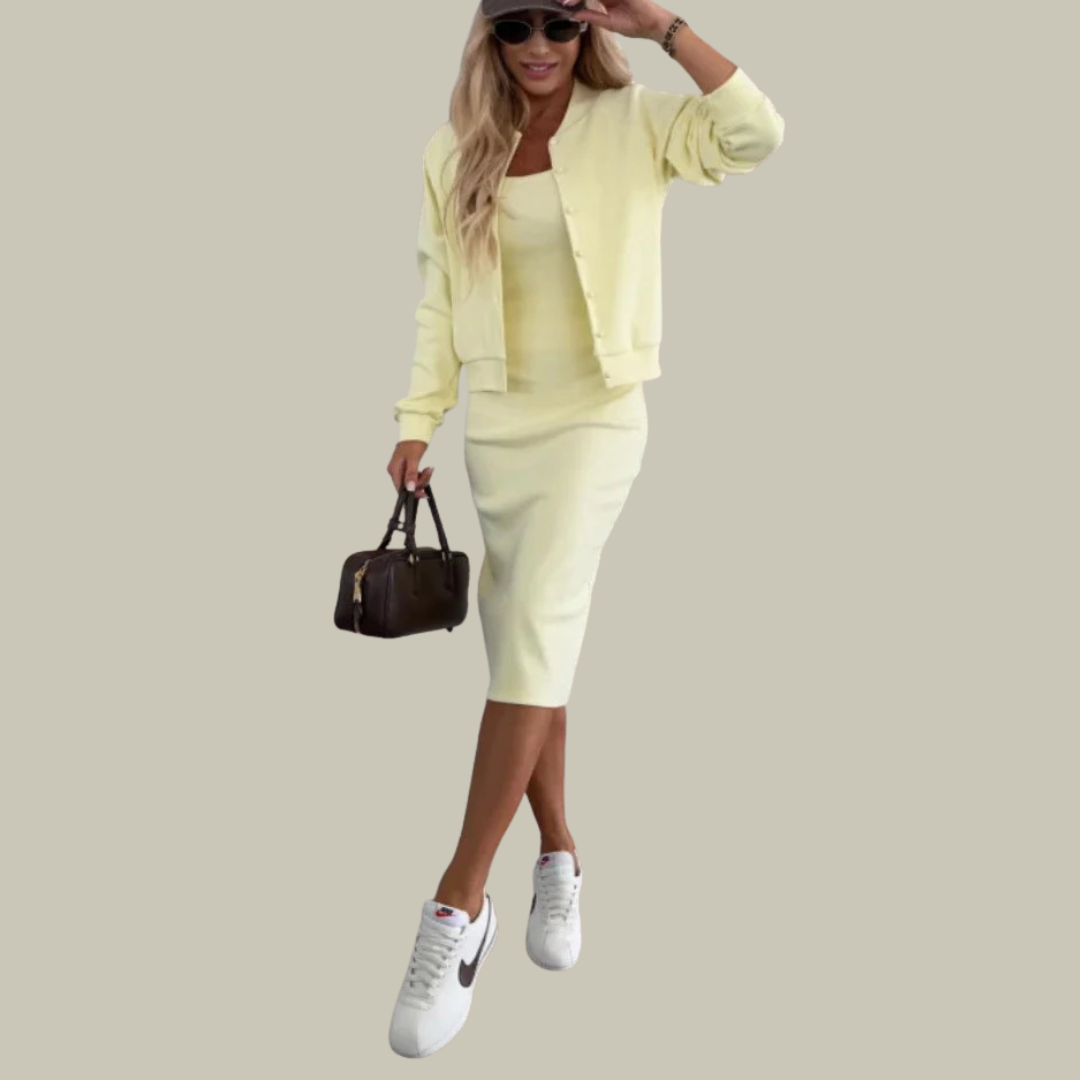 Women's Knit Blazer & Midi Dress Co-Ord Set