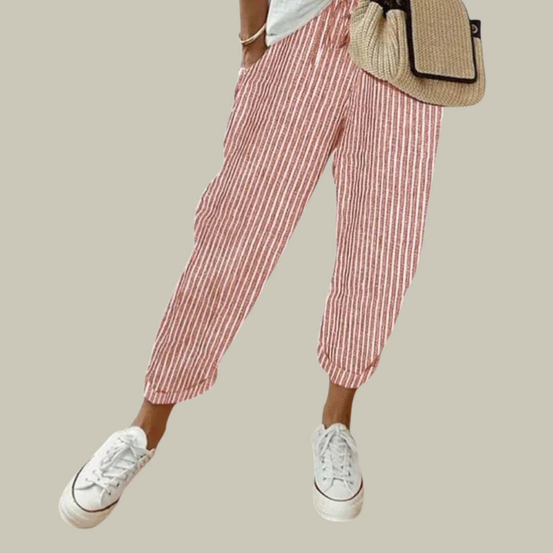 Women's Linen Relaxed Fit Tapered Trousers