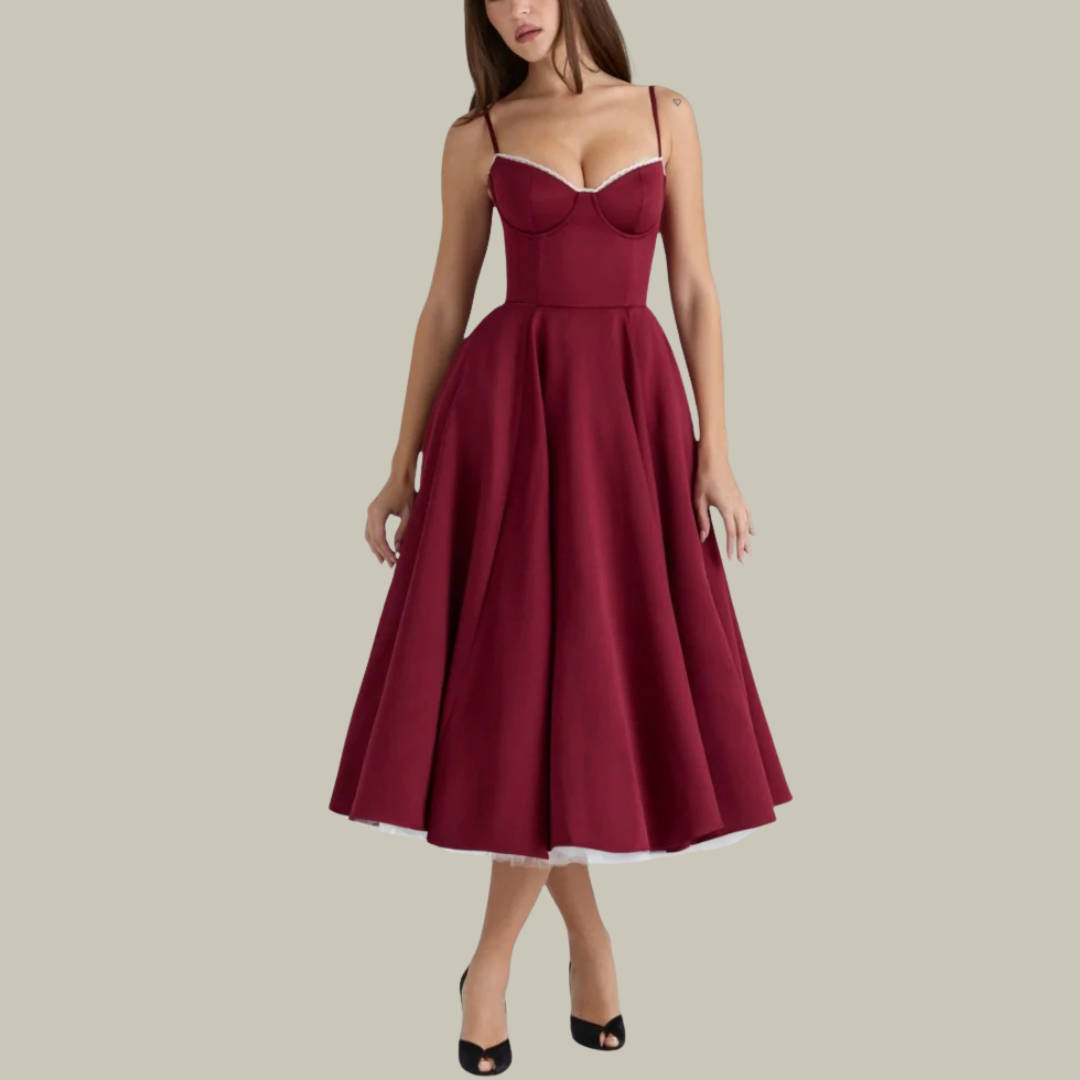 Elegant Midi Cocktail Dress Evening