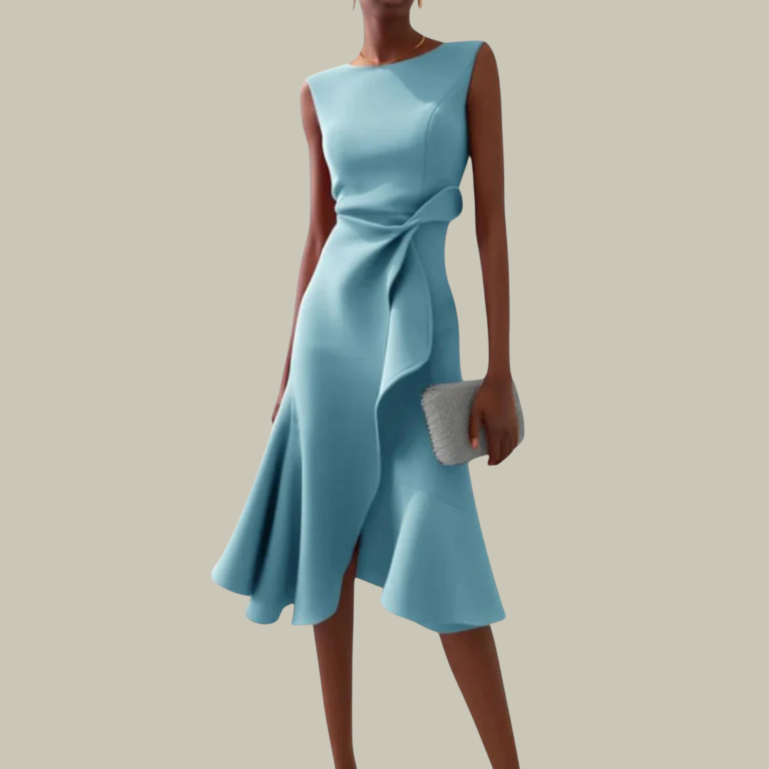 Women's Asymmetric Ruffle Cocktail Midi Dress