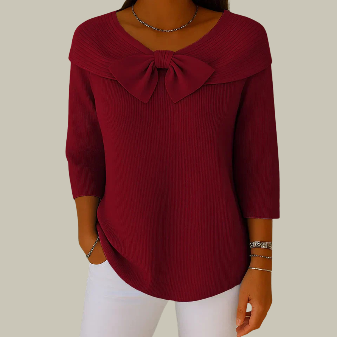 Women's Elegant Linen Ribbed Knit Top