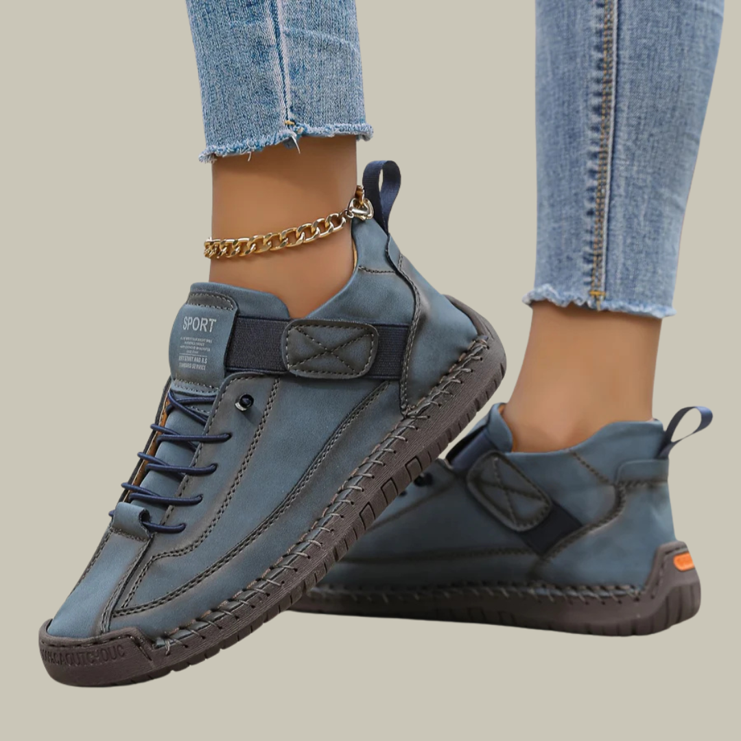 Women’s Orthopedic Walking Shoes - Wide Fit Leather Comfort Trainers